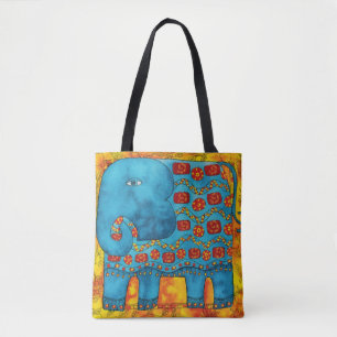 Tote Bag Éléphant à motif aquarelle