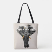 Tote Bag Eléphant Abstrait avec des défenses d'or en tonali (Dos)