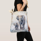Tote Bag Elephant and Baby (De près)