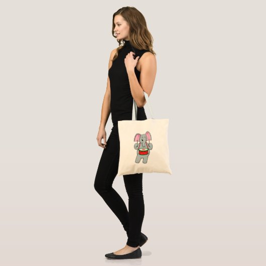 Tote Bag Elephant at Music with Drum (Devant (modèle))