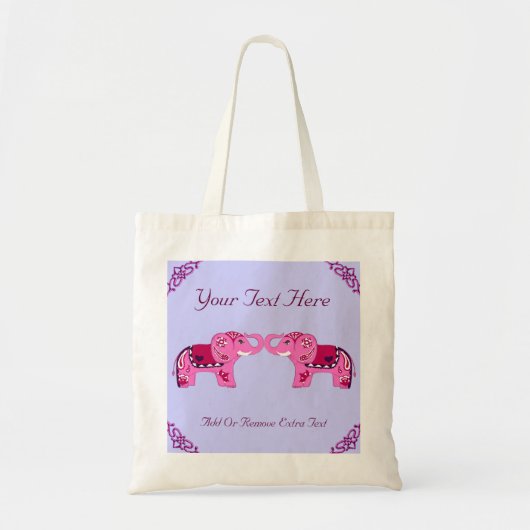 Tote Bag Eléphant au henné (rose/violet) (Devant)