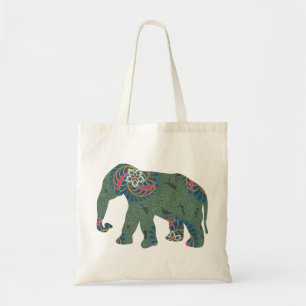 Tote Bag Éléphant avec le motif floral oriental