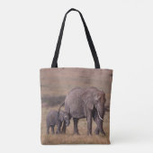Tote Bag Éléphant d'Afrique avec bébé (Dos)
