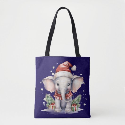Tote Bag Éléphant de Noël mignon (Devant)