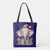 Tote Bag Éléphant de Noël mignon (Dos)