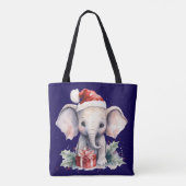 Tote Bag Éléphant de Noël mignon (Dos)