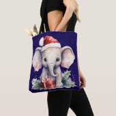 Tote Bag Éléphant de Noël mignon (De près)