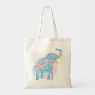 Tote Bag éléphant floral aquarelle
