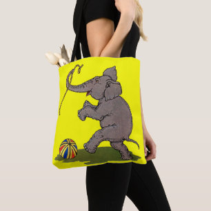 Tote Bag éléphant heureux jouant avec la corde et le ballon