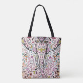 Tote Bag Elephant Hindi Inde Motif crâne sucre (Dos)