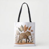Tote Bag Elephant in Botanical Jungle – Elefante en Selva B (Devant)