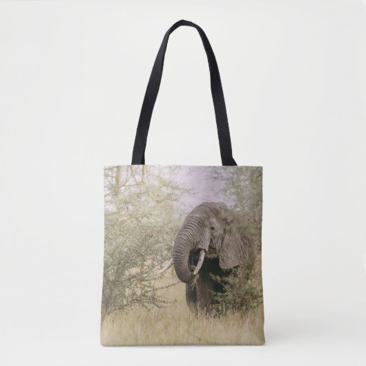 TOTE BAG ÉLÉPHANT MANGEANT D'UN ARBRE (Devant)