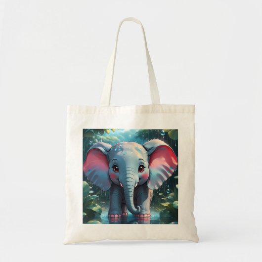 Tote Bag Eléphant mignon dans la pluie (Devant)