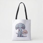 Tote Bag Eléphant mignon et chien (Devant)