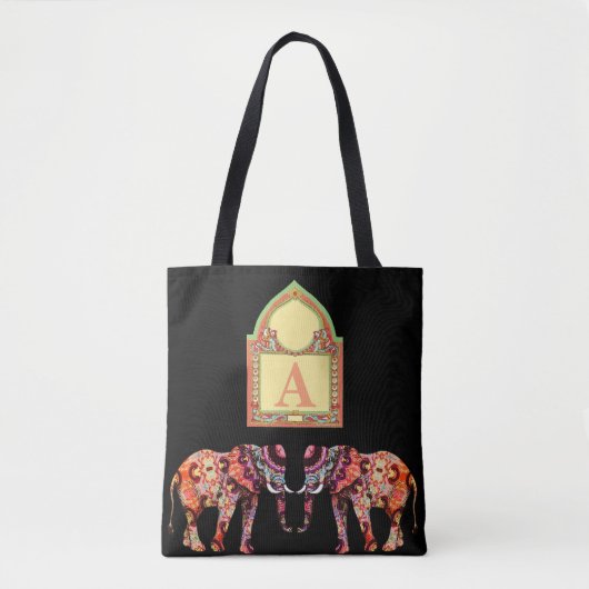 Tote Bag Éléphant noir (Devant)