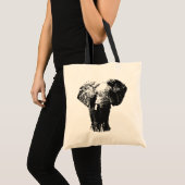 Tote Bag Eléphant noir & blanc Pop Art (Devant (produit))