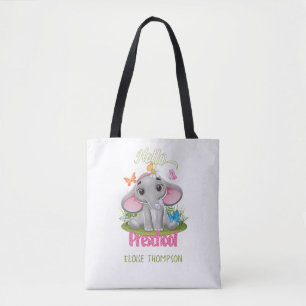 Tote Bag Eléphant papillon préscolaire Retour à l'école