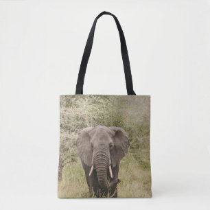 TOTE BAG ÉLÉPHANT REGARDANT UNE VOITURE D'EXCURSION