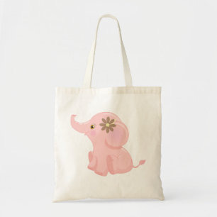Tote Bag Eléphant rose bébé