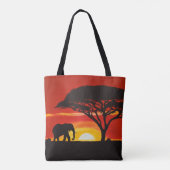 Tote Bag Eléphant solitaire dans un coucher de soleil afric (Dos)