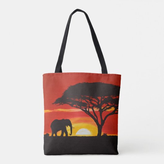 Tote Bag Eléphant solitaire dans un coucher de soleil afric (Dos)