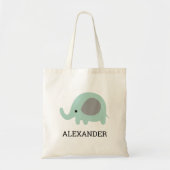 Tote Bag Eléphant Vert Mint Cute Les Enfants Personnalisés (Devant)