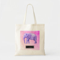 Eléphant violet sur des aquarelles roses de rêve