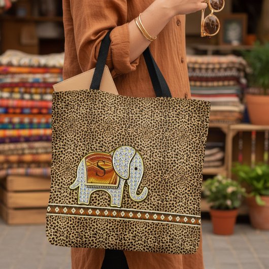 Tote Bag Elephant Walk Monogram Cheetah ID390