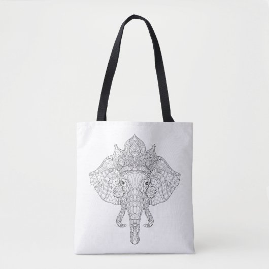 Tote Bag Éléphant Zendoodle principal 2 (Devant)