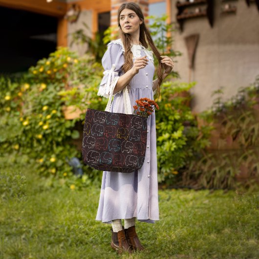 Tote Bag éléphants à tirage vintage