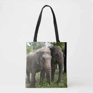 Tote Bag Éléphants asiatiques côte à côte