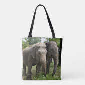 Tote Bag Eléphants asiatiques côte à côte (Dos)
