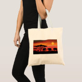 Tote Bag Eléphants et couchers de soleil (Devant (produit))