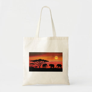Tote Bag Eléphants et couchers de soleil