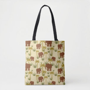 Tote Bag Éléphants et paumes dans le camouflage
