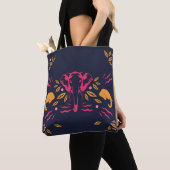 Tote Bag Éléphants sur Bleu (De près)
