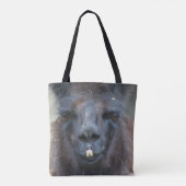 Tote Bag Élevage de lama noire intense (Dos)