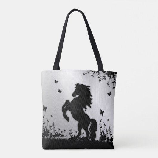 Tote Bag Élevage de l'étalon noir / Cheval sur argent (Dos)