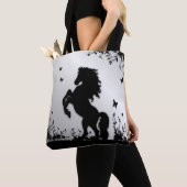 Tote Bag Élevage de l'étalon noir / Cheval sur argent (De près)