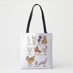 Tote Bag Élevage de races anciennes de poules Soutien à la 