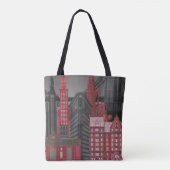 Tote Bag Élévations de New York par nuit - Rouge (Dos)