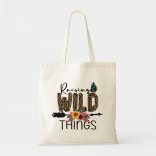 Tote Bag Élever les choses sauvages Imprimé léopard fleurs