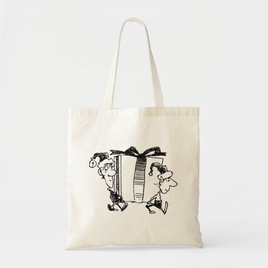 Tote Bag Elfes de Noël géants portant un cadeau géant (Devant)