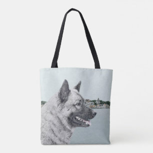 Tote Bag Elkhound norvégien à la peinture de village - Chie