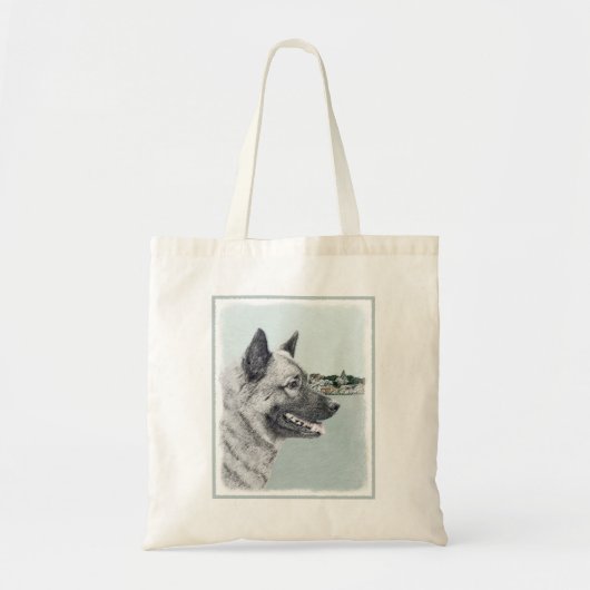 Tote Bag Elkhound norvégien à la peinture de village - Chie (Devant)