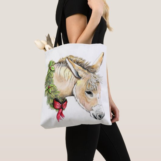Tote Bag Ella l'âne de Noël (De près)