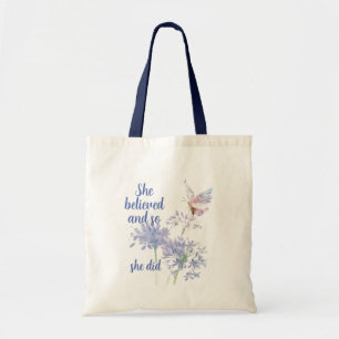 Tote Bag Elle a cru et donc Citation Motiveuse Papillon