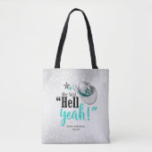 Tote Bag Elle A Dit 'Enfer Oui' Casquette Cowgirl Turquoise (Devant)