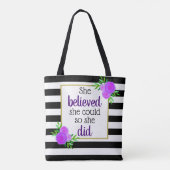 Tote Bag Elle Croyait Qu'Elle Pouvait Motiver Les Grèves Fl (Dos)