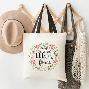 Tote Bag Elle est Fierce   Citation florale